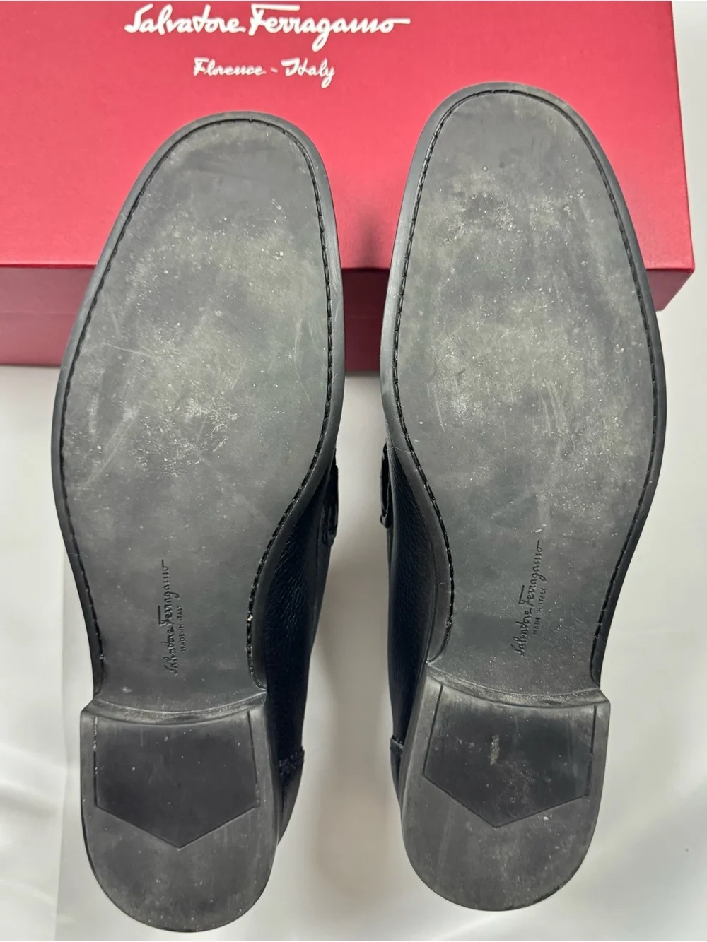 Salvatore Ferragamo Black Bravo Leather Men’s Slip-On Loafers with Metal Bit